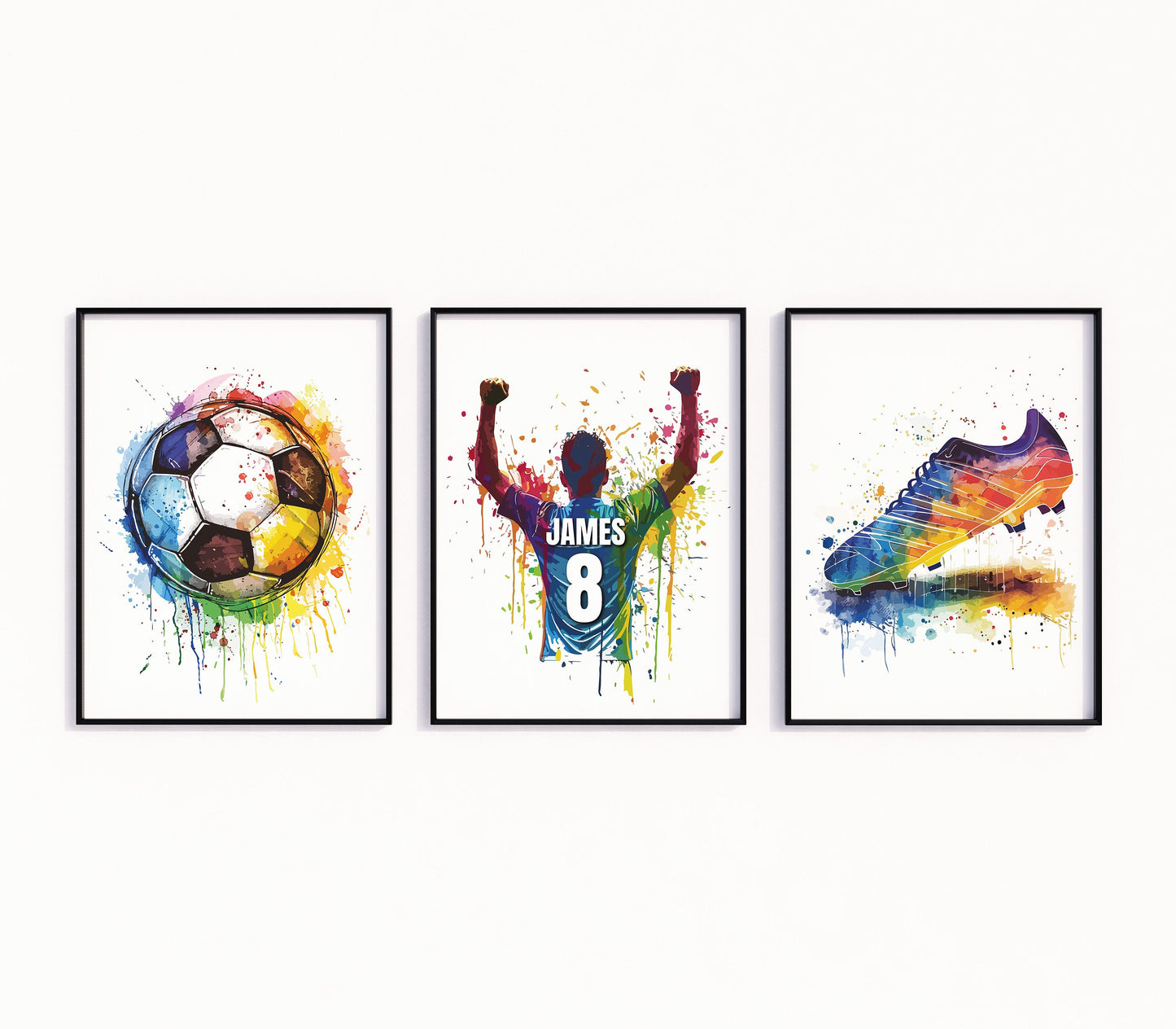 Personalised Football Prints Personalised Football Wall Art Boys Bedroom Decor, Kids Teen Bedroom Football Decor, Football Shirt Name Prints