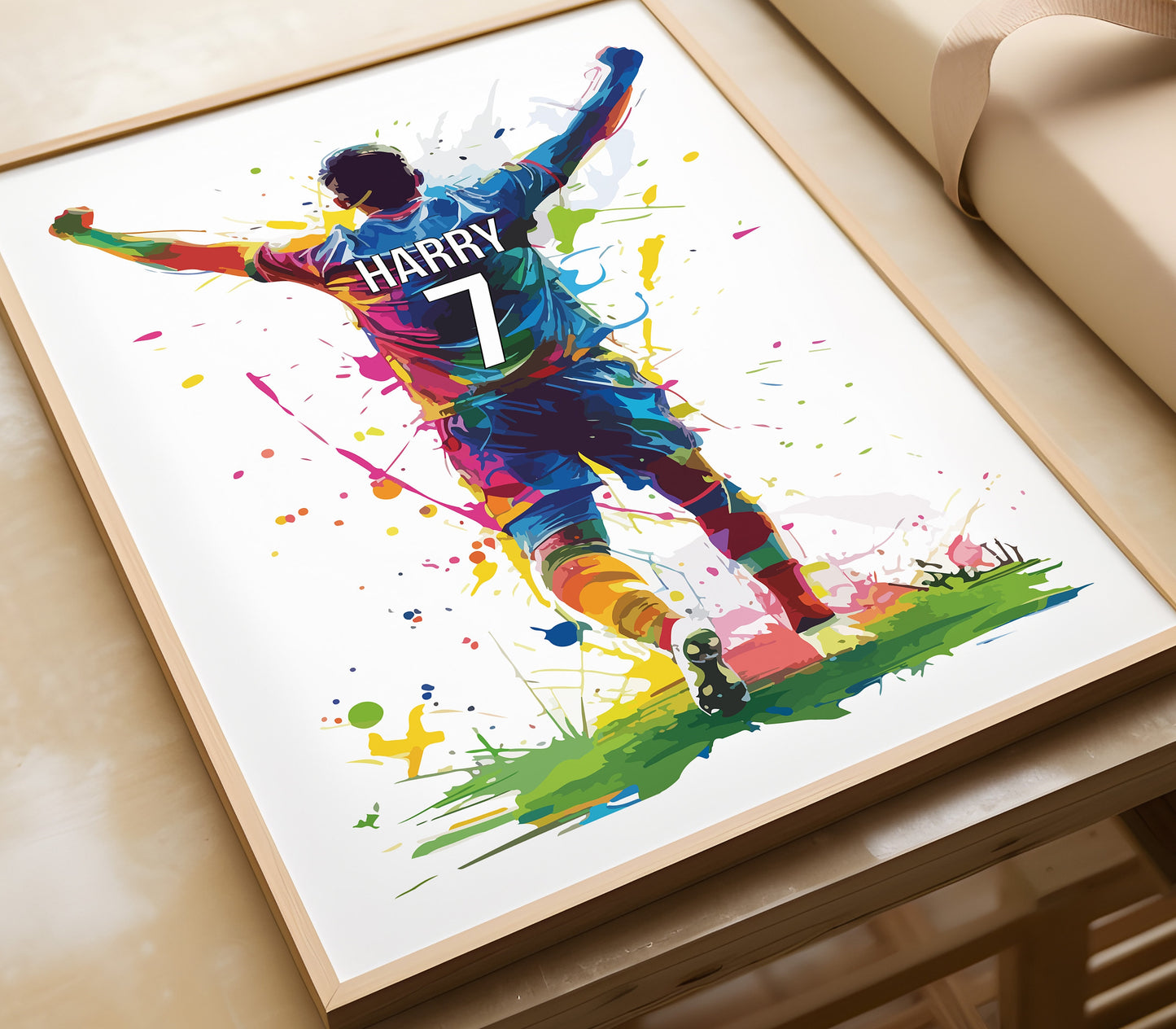 Personalised Football Wall Art Prints Personalised Football Prints Boys Bedroom Decor, Son Bedroom Football Decor, Football Shirt Name Print