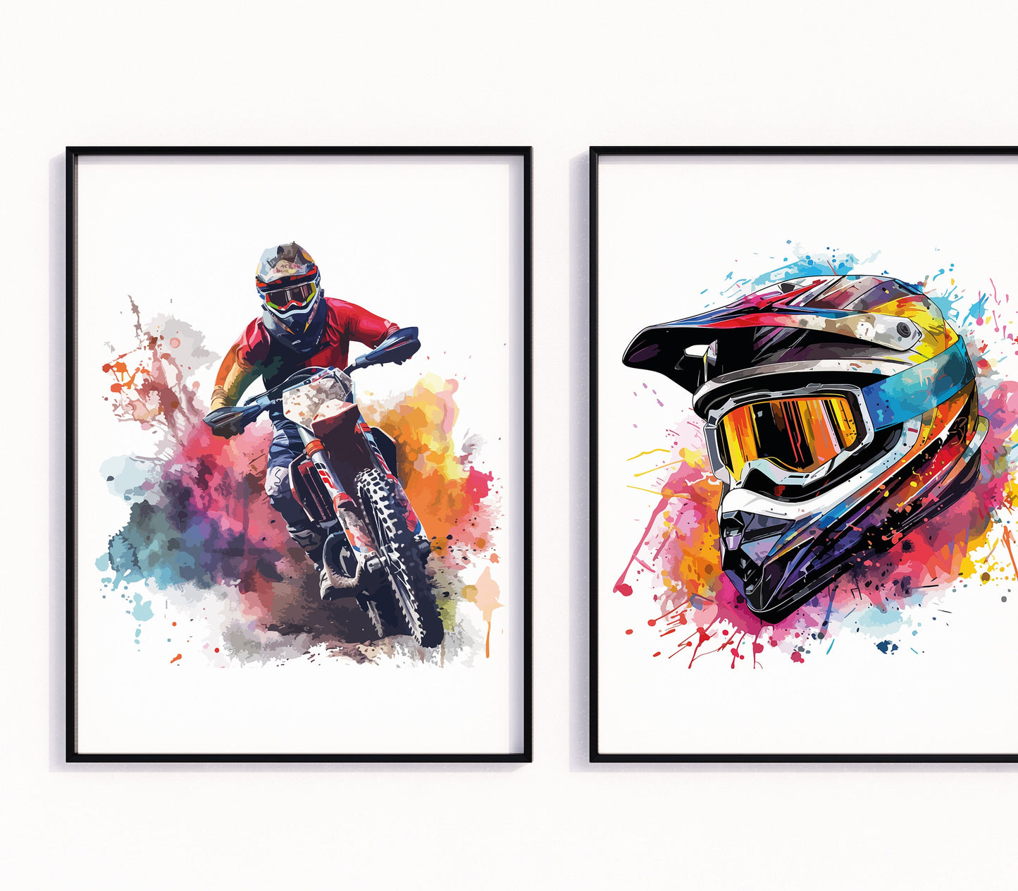 Motocross Prints, Set of 3 Watercolour Dirt Bike Posters, Motorcycle Print, Dirt Bike Wall Art, Motor Bike Artwork, Boys Room Decor,Son Gift