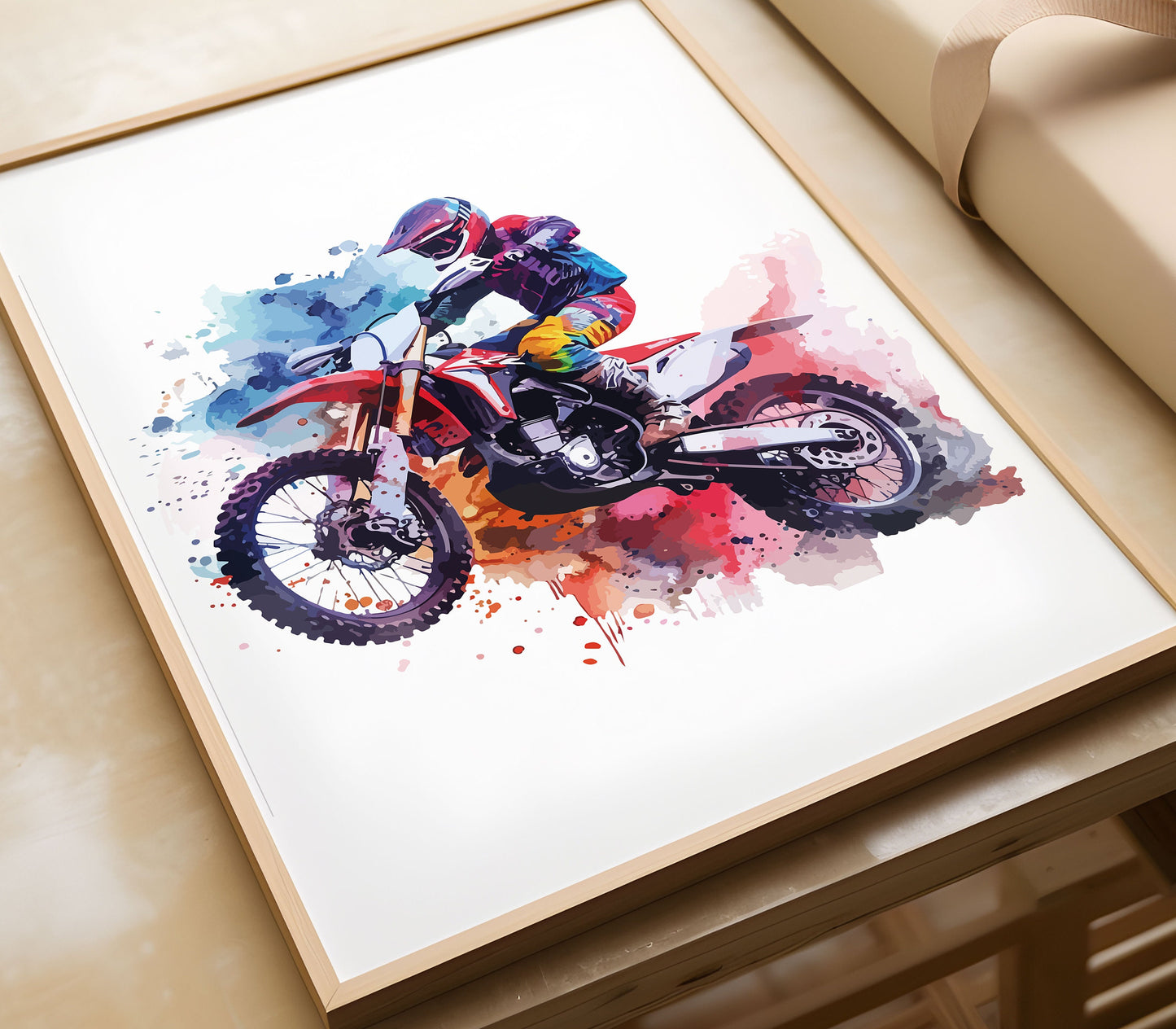 Motocross Prints, Set of 3 Watercolour Dirt Bike Posters, Motorcycle Print, Dirt Bike Wall Art, Motor Bike Artwork, Boys Room Decor,Son Gift