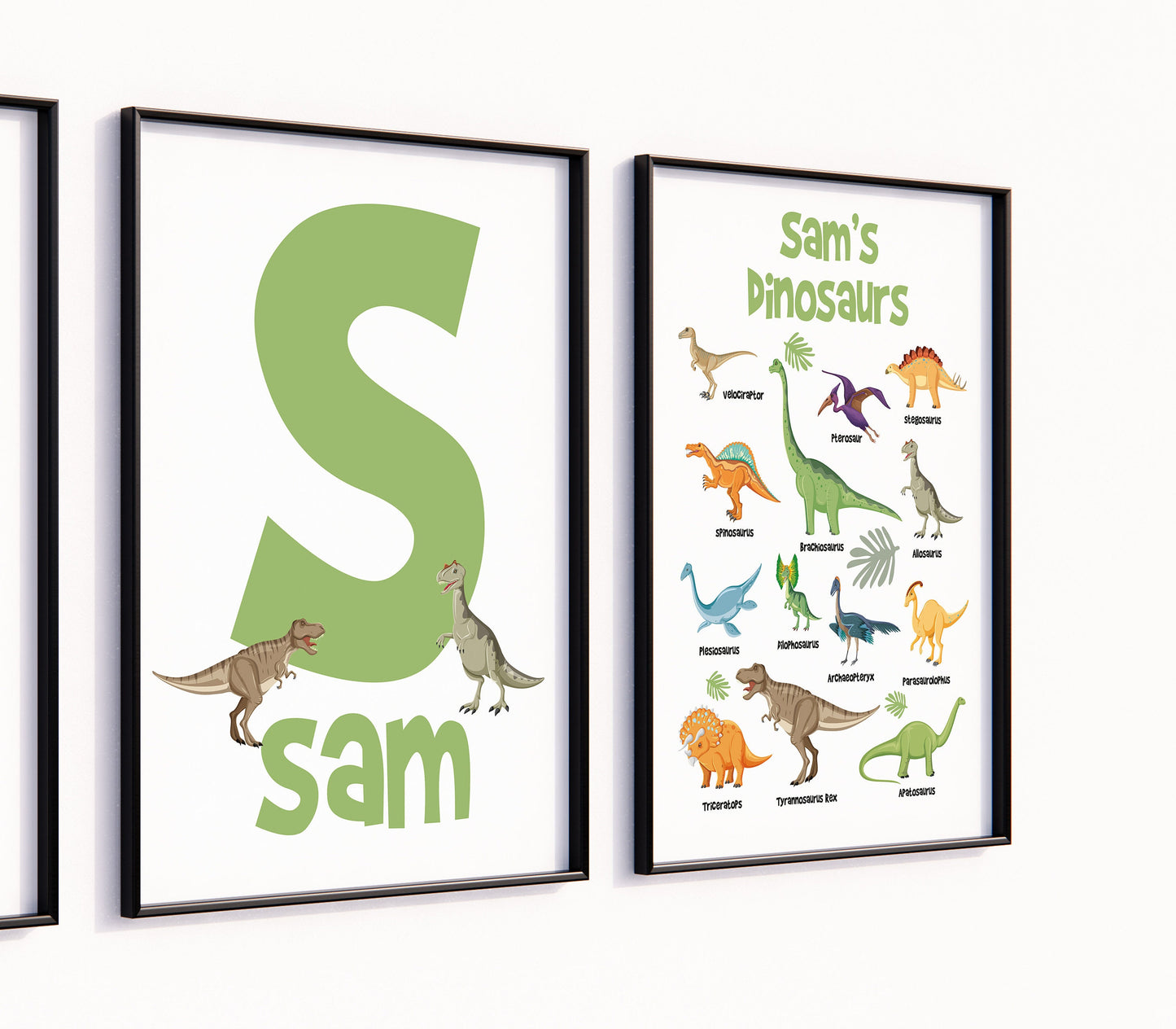 Set of 3 Personalised Dinosaur Prints, Dinosaur Decor, Kids Prints, Nursery Prints, Dinosaur Nursery, Girls Prints, Boys Prints, Dinosaurs