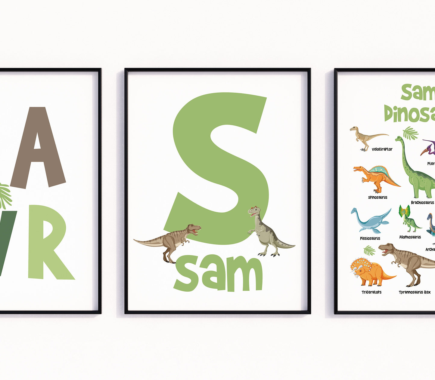 Set of 3 Personalised Dinosaur Prints, Dinosaur Decor, Kids Prints, Nursery Prints, Dinosaur Nursery, Girls Prints, Boys Prints, Dinosaurs