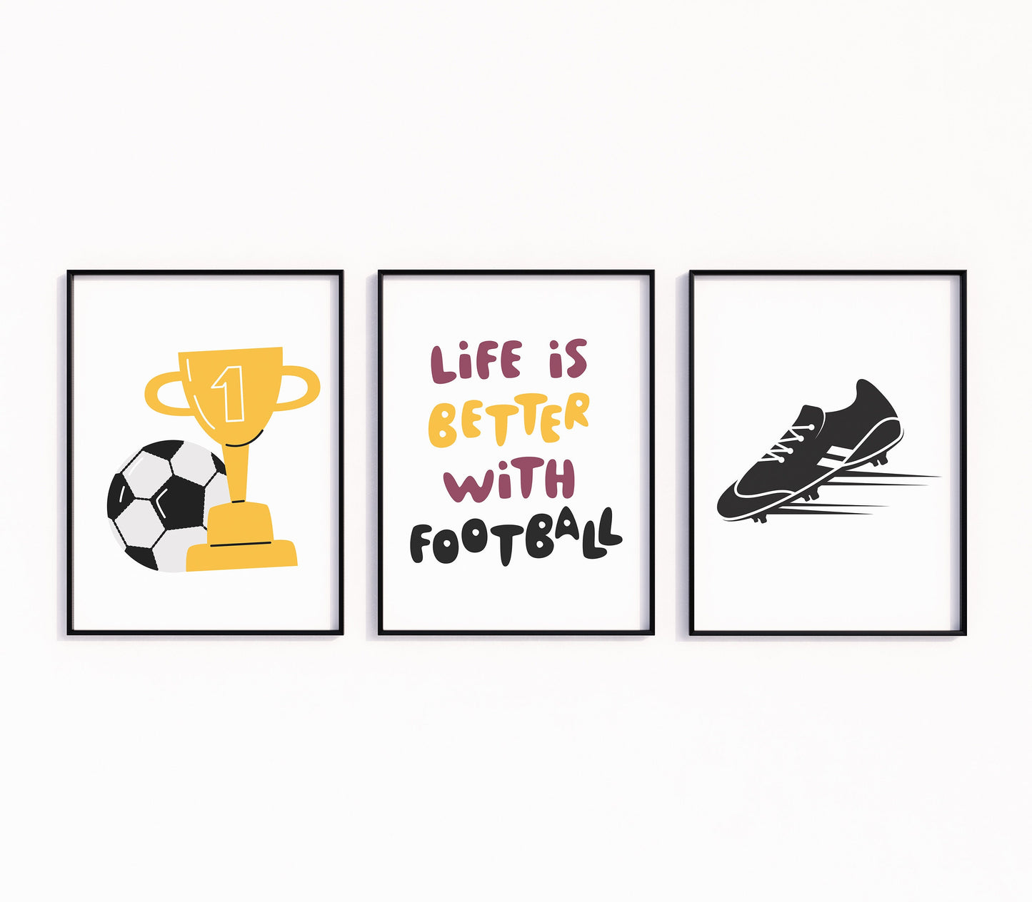 Football Wall Art For Kids, Set of 3 Football Prints For Boys Bedroom, Football Posters, Football Gifts For Son Brother, Kids Room Decor