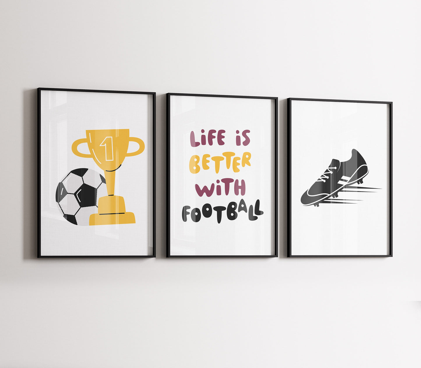 Football Wall Art For Kids, Set of 3 Football Prints For Boys Bedroom, Football Posters, Football Gifts For Son Brother, Kids Room Decor