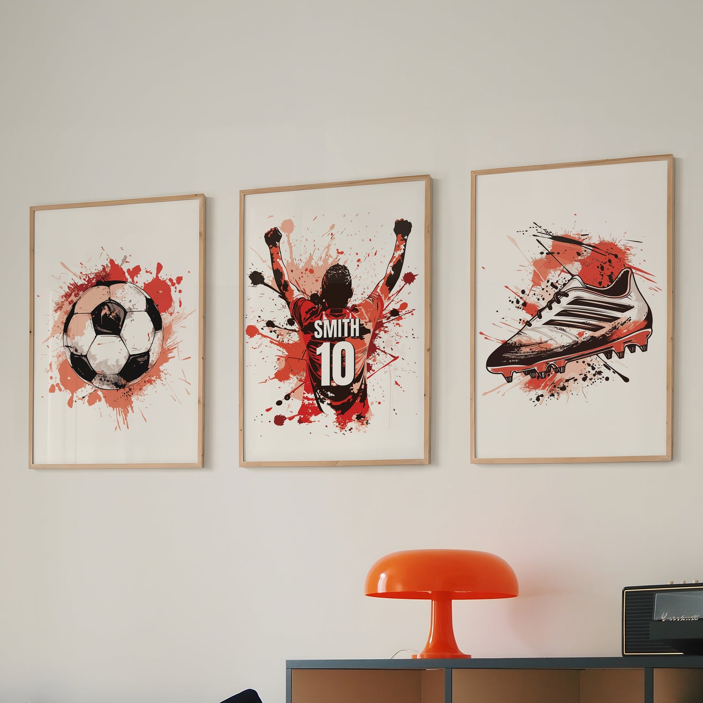 Personalised Football Wall Art Prints Personalised Football Prints Boys Bedroom Decor, Bedroom Football Decor, Football Shirt Name Son Gift