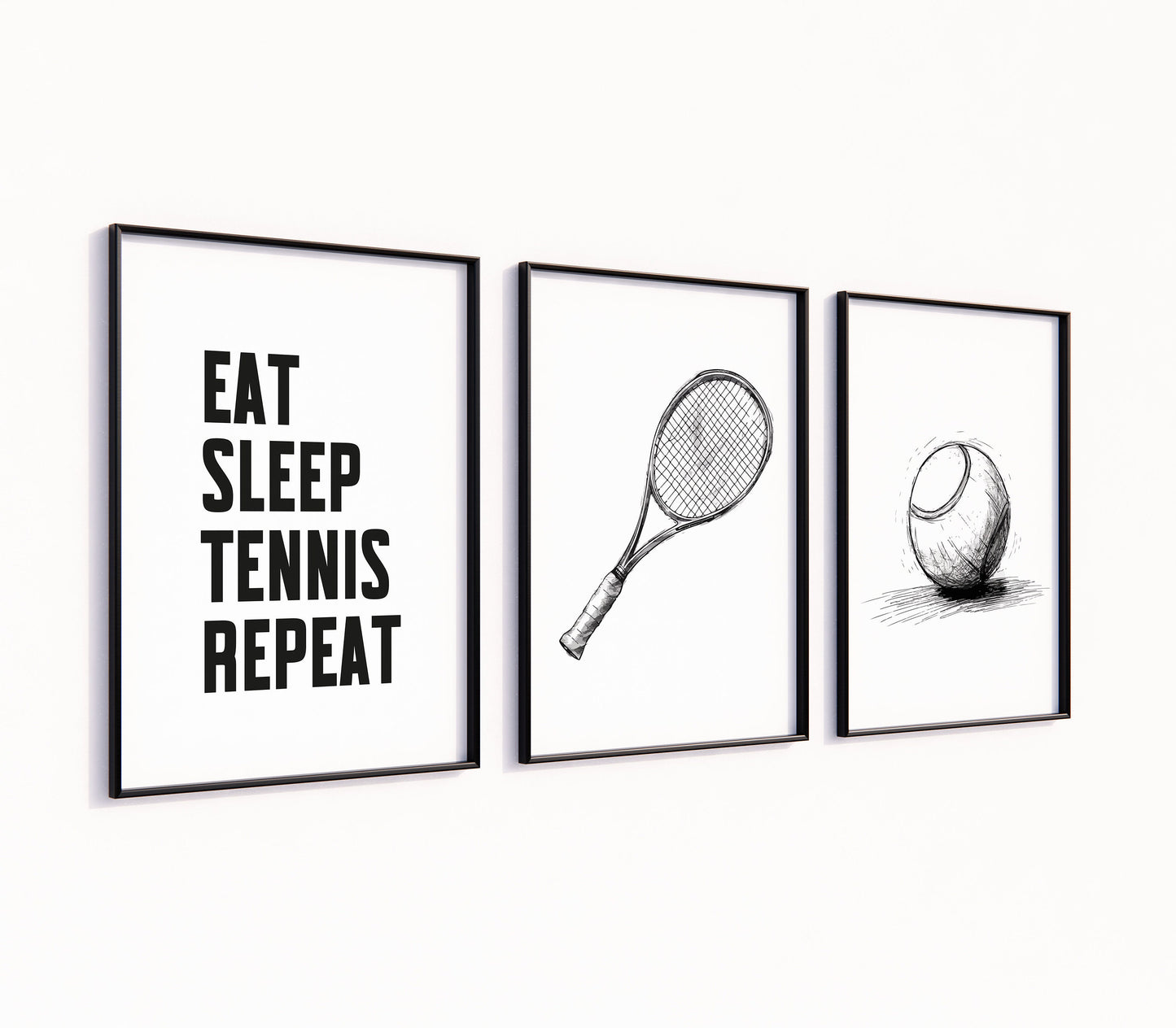 Set of 3 Minimalist Tennis Wall Art Prints, Minimalist Tennis Prints Boys Bedroom Decor, Kids Bedroom Tennis Decor, Girls Room Tennis Art