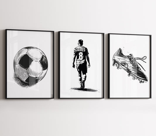 Black And White Personalised Soccer Wall Art