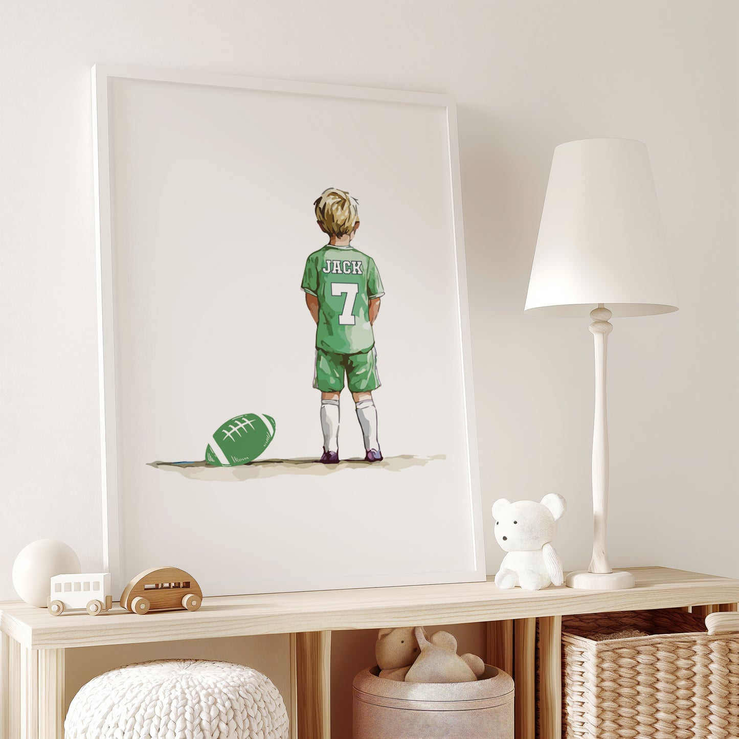 Custom Name Rugby Wall Art Print, Personalised Rugby Prints, Boys Bedroom Decor, Kid Bedroom Football Decor, Rugby Shirt Name Print