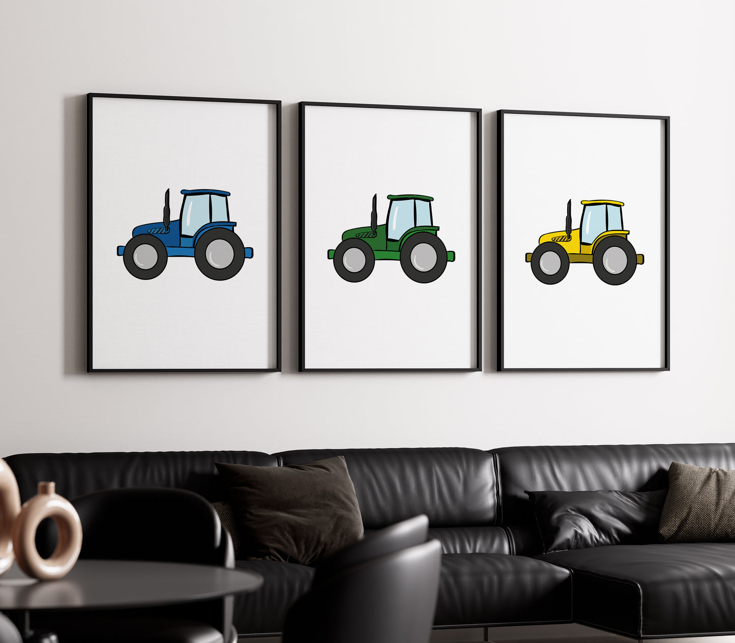 Colourful Set of 3 Tractor Prints